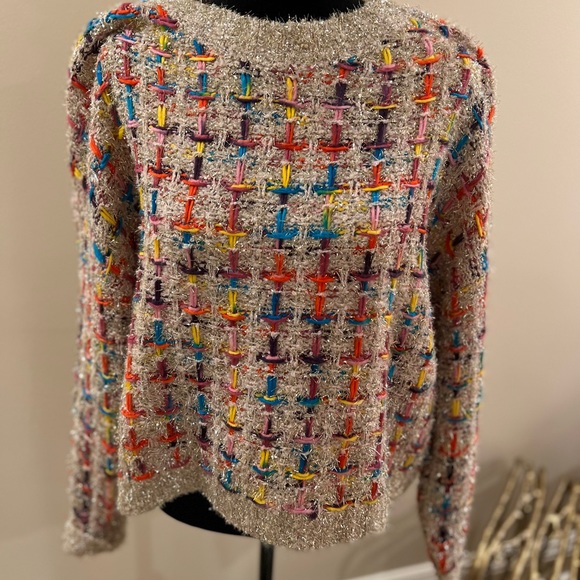 Morgan Claire multicolor and gold tinsel sweater. Size L. - Picture 1 of 4